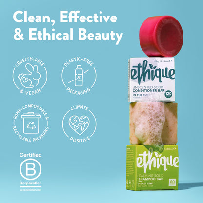 Ethique: Vegan Shampoo Bar - Curl Defining, Solid, Sulfate Free (80+ washes)