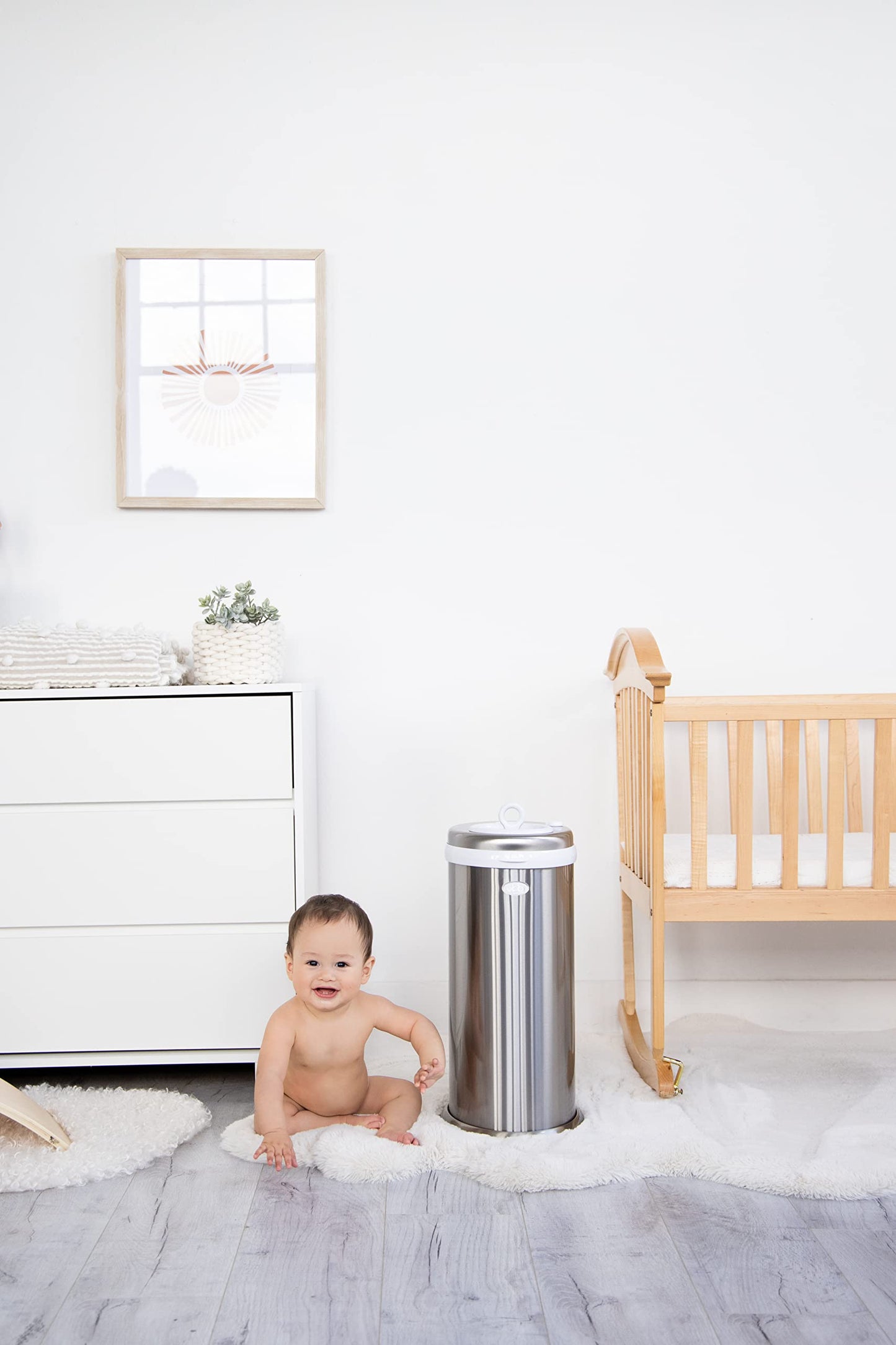 Ubbi Steel Diaper Pail, Odor Locking, No Special Bag Required, Award-Winning, Registry Must-Have, White - The Tribalist