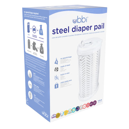 Ubbi Steel Diaper Pail, Odor Locking, No Special Bag Required, Award-Winning, Registry Must-Have, White - The Tribalist