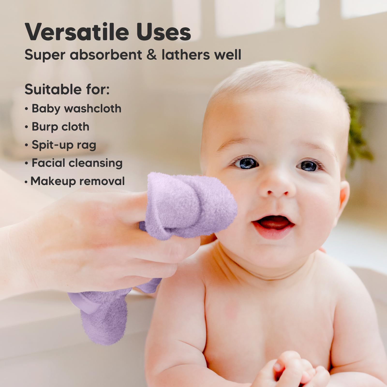 The Tribalist 6-Pack Baby Washcloths - Soft Viscose Derived from Bamboo Washcloth, Baby Wash Cloths for Newborn, Kids