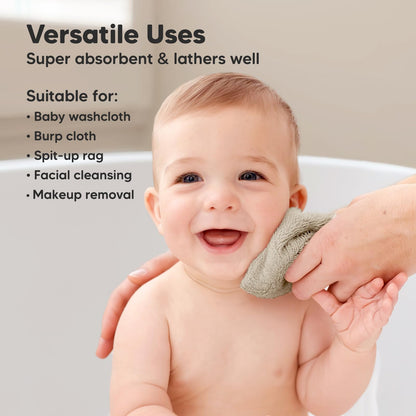 The Tribalist 6-Pack Baby Washcloths - Soft Viscose Derived from Bamboo Washcloth, Baby Wash Cloths for Newborn, Kids