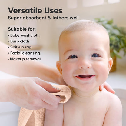 The Tribalist 6-Pack Baby Washcloths - Soft Viscose Derived from Bamboo Washcloth, Baby Wash Cloths for Newborn, Kids