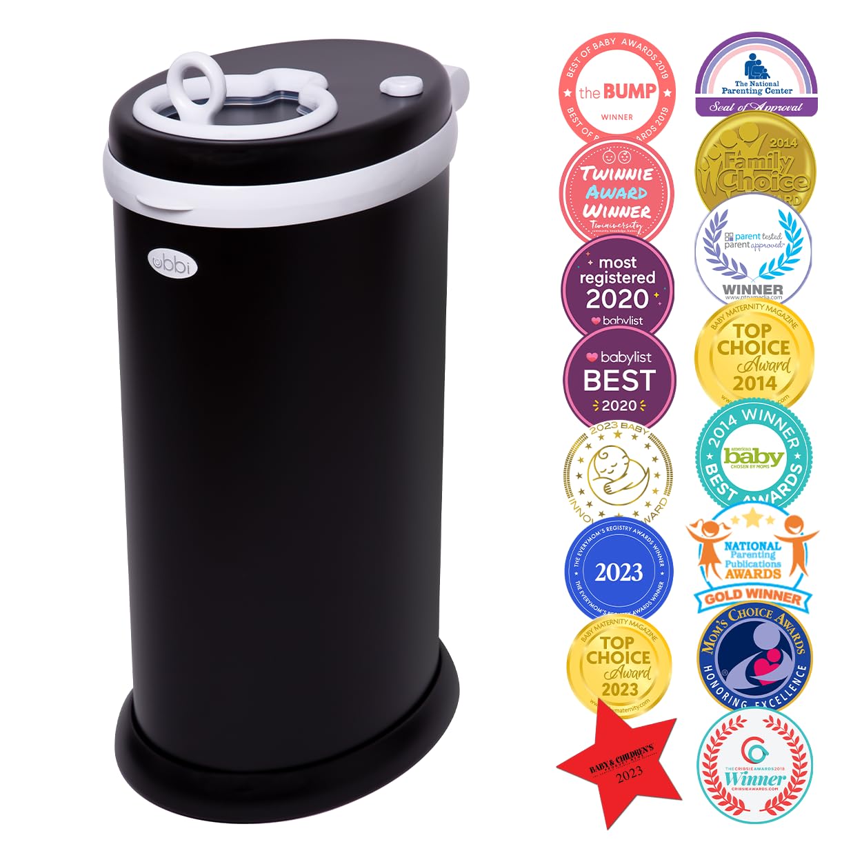 Ubbi Steel Diaper Pail, Odor Locking, No Special Bag Required, Award-Winning, Registry Must-Have, White - The Tribalist