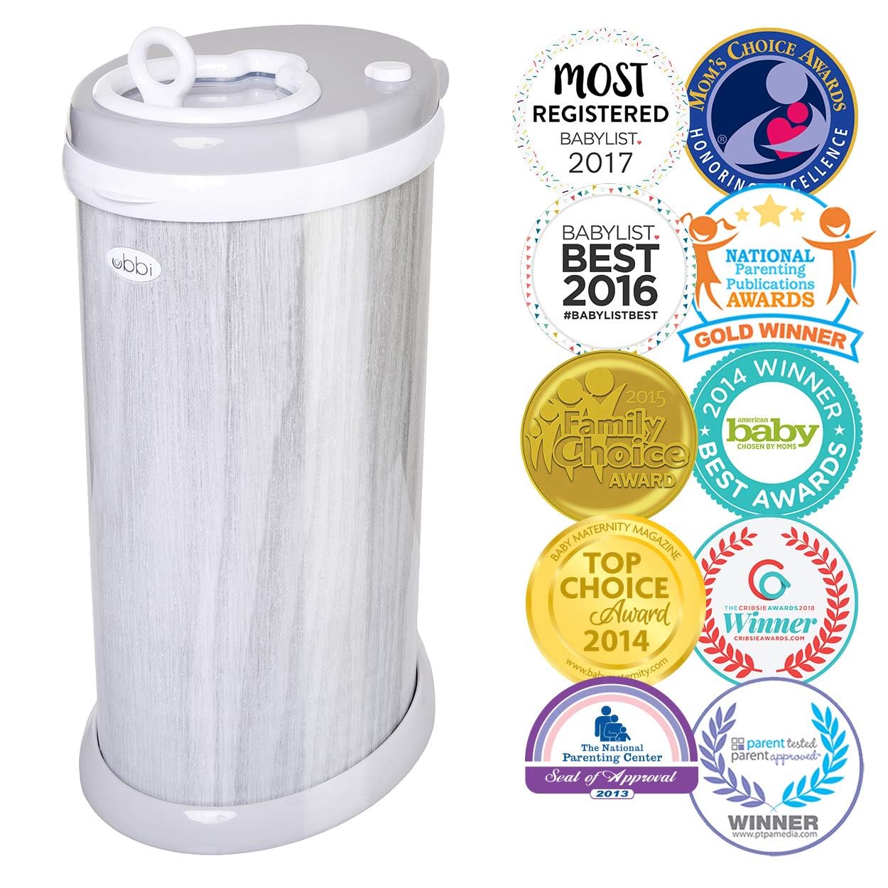 Ubbi Steel Diaper Pail, Odor Locking, No Special Bag Required, Award-Winning, Registry Must-Have, White - The Tribalist