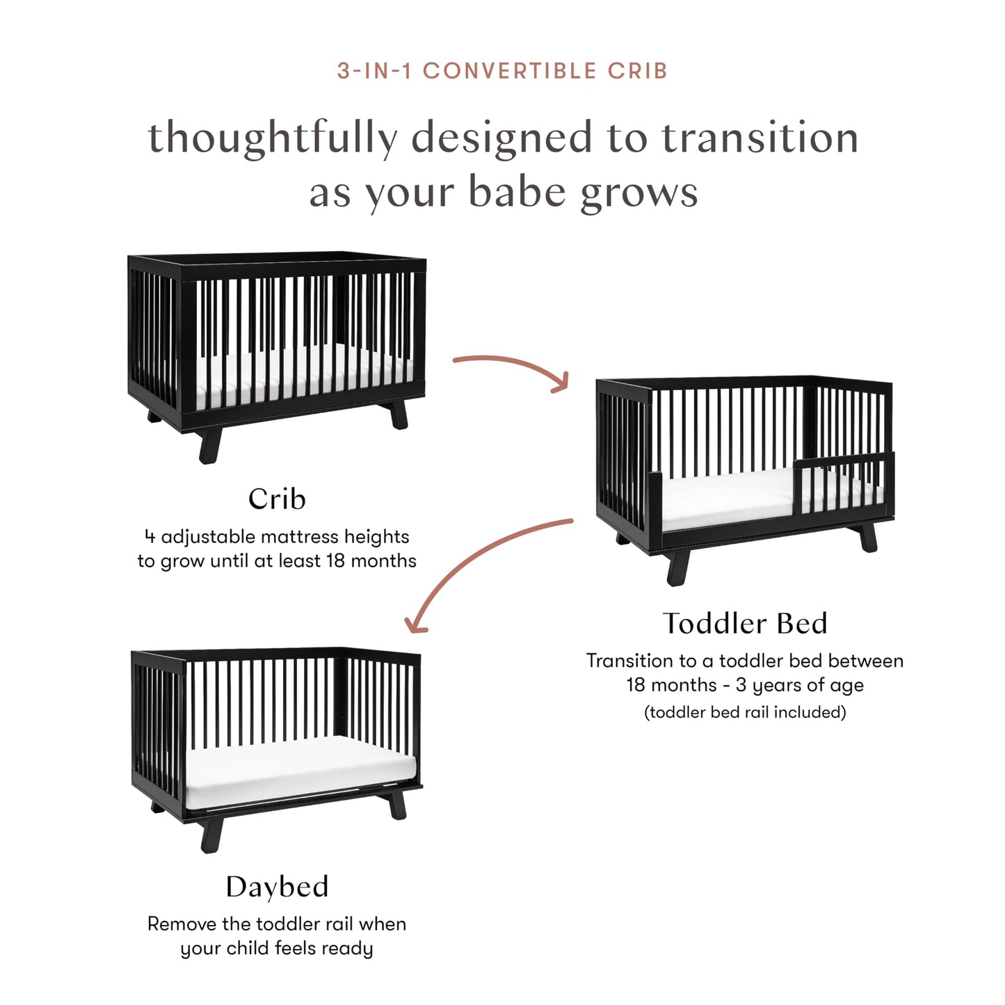 Babyletto: Hudson 3 - in - 1 Convertible Crib with Toddler Bed Conversion Kit | GREENGUARD GOLD Certified - The Tribalist