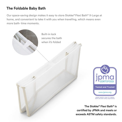 The Tribalist - Stokke Flexi Bath Bundle, White - Foldable Baby Bathtub + Newborn Support - Durable & Easy to Store