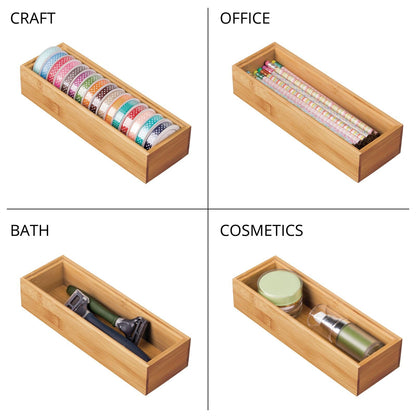 mDesign Wooden Bamboo Office Drawer Organizer Box - The Tribalist