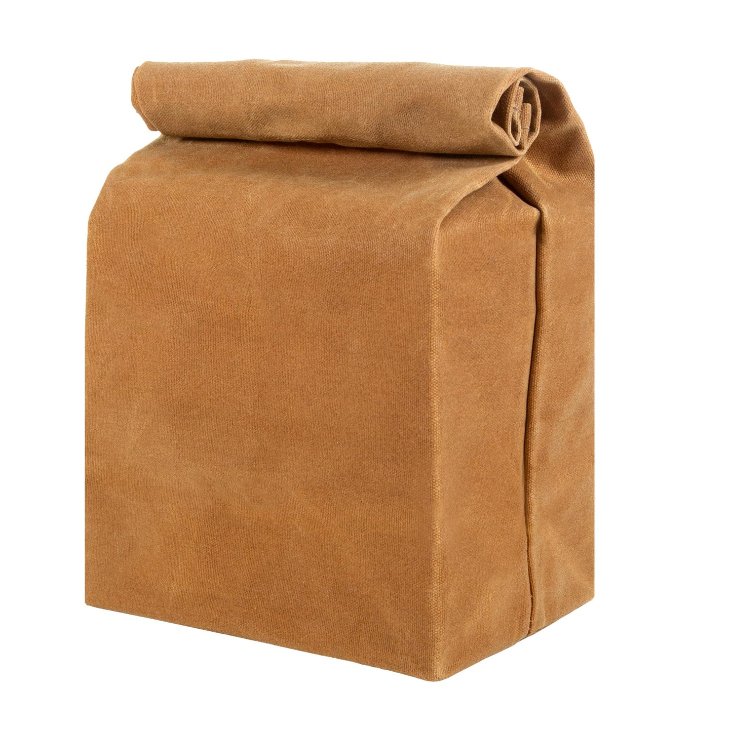 The Original Waxed Canvas Lunch Bag, Handmade with Certified Organic Cotton and Hand Waxed with Beeswax, Foldable, Stiff Material, Plastic-Free, Reusable, GOTS, Large, For Men, Women, Kids, Brown