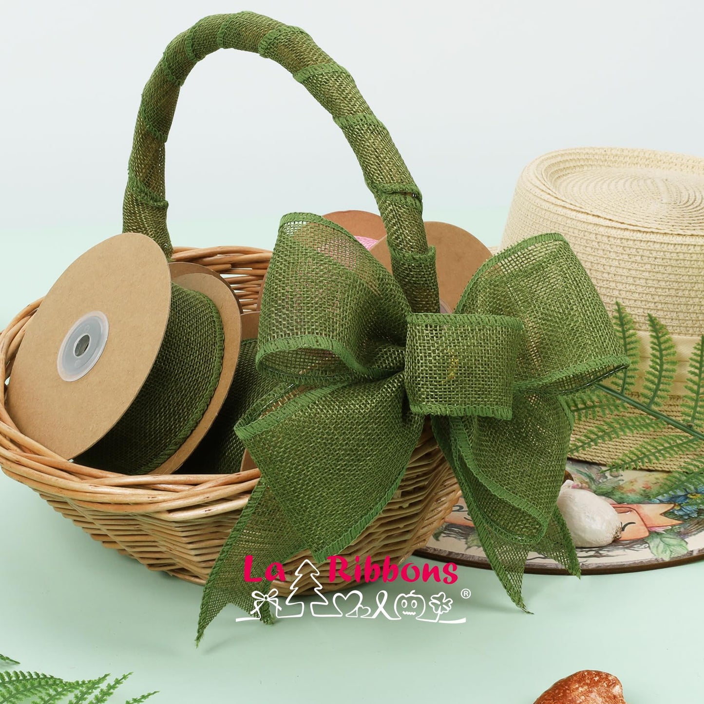 LaRibbons: 12-Yard Extended Burlap Ribbon Roll – Rustic Wired-Edge Ribbon for Crafts & Decorations