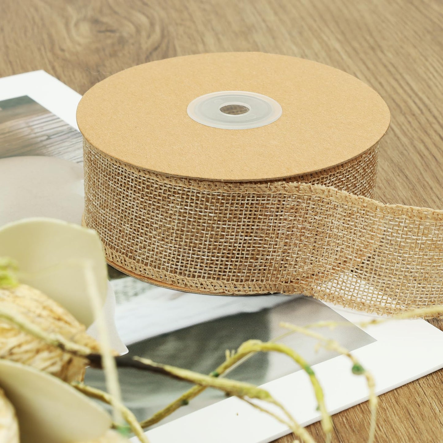 LaRibbons: 12-Yard Extended Burlap Ribbon Roll – Rustic Wired-Edge Ribbon for Crafts & Decorations