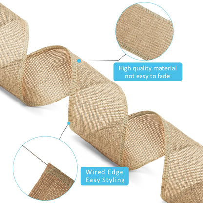 LaRibbons: 12-Yard Extended Burlap Ribbon Roll – Rustic Wired-Edge Ribbon for Crafts & Decorations