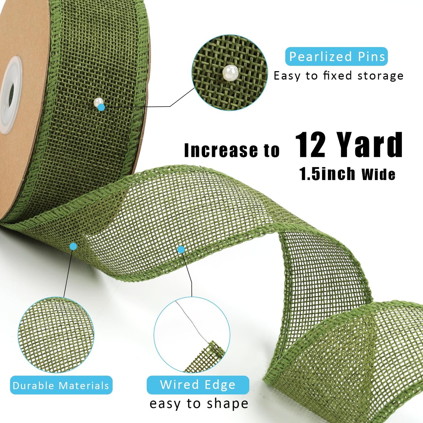 LaRibbons: 12-Yard Extended Burlap Ribbon Roll – Rustic Wired-Edge Ribbon for Crafts & Decorations