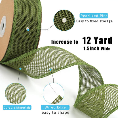 LaRibbons: 12-Yard Extended Burlap Ribbon Roll – Rustic Wired-Edge Ribbon for Crafts & Decorations