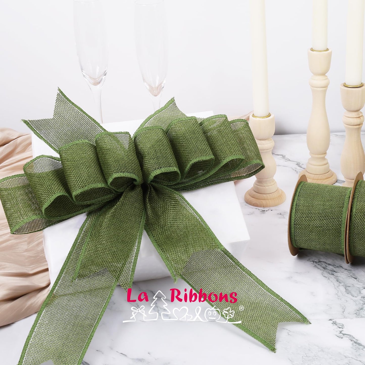 LaRibbons: 12-Yard Extended Burlap Ribbon Roll – Rustic Wired-Edge Ribbon for Crafts & Decorations