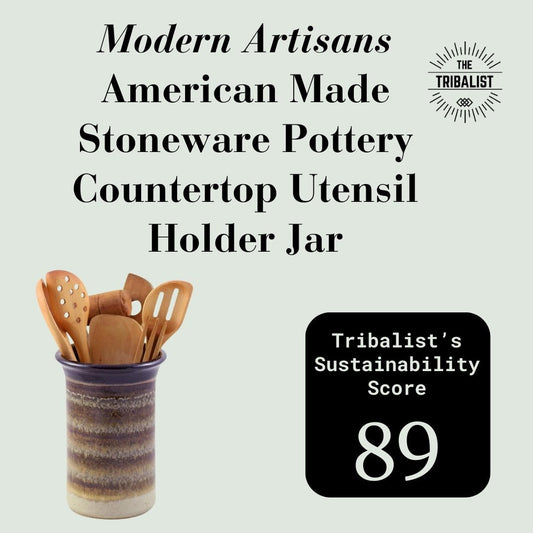 Eco-Friendly American Made Stoneware Pottery Countertop Utensil Holder Jar