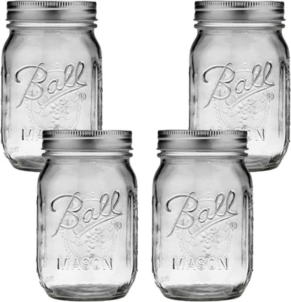 Eco-Friendly 4 pack combo size mason jar - two 16 oz, two 32 oz