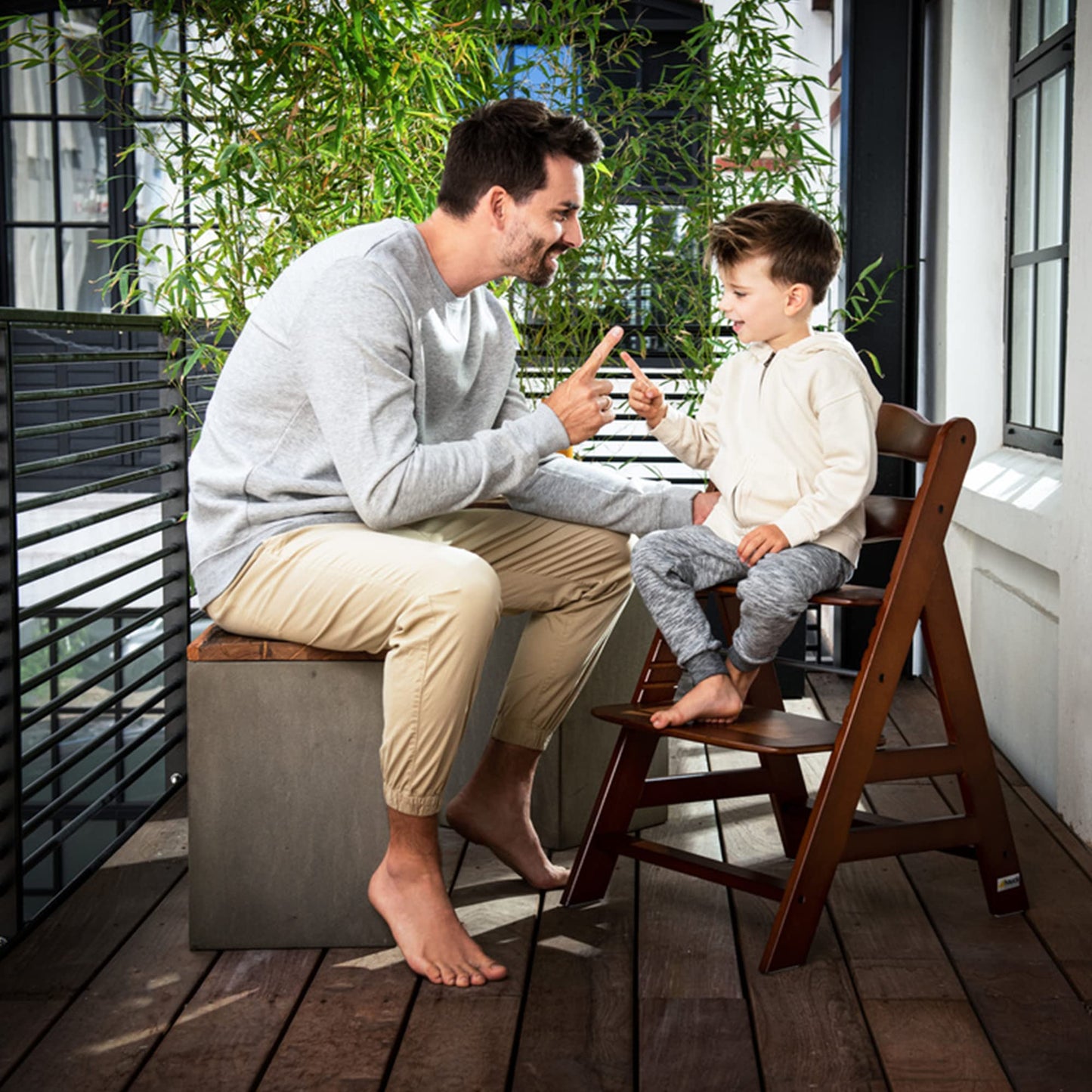 The Tribalist - Hauck Hauck: Alpha+ Grow Along Adjustable Wooden High Chair Seat with 5 Point Harness and Bumper Bar