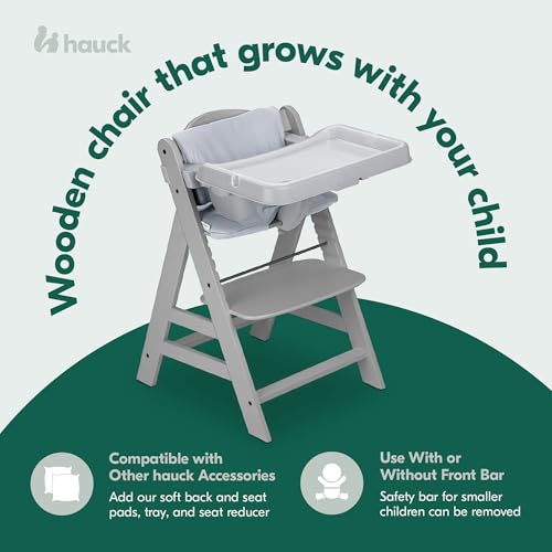 The Tribalist - Hauck Hauck: Alpha+ Grow Along Adjustable Wooden High Chair Seat with 5 Point Harness and Bumper Bar