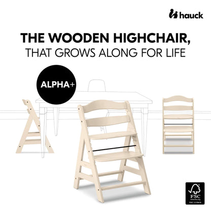 The Tribalist - Hauck Hauck: Alpha+ Grow Along Adjustable Wooden High Chair Seat with 5 Point Harness and Bumper Bar