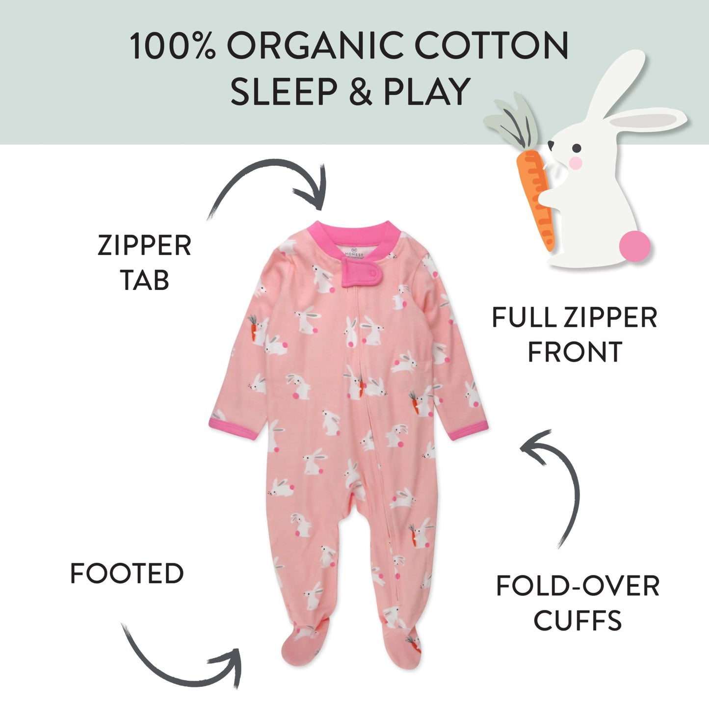 The Tribalist - HonestBaby: Sleep & Play Organic Cotton Jumpsuit with a Footed Pajamas