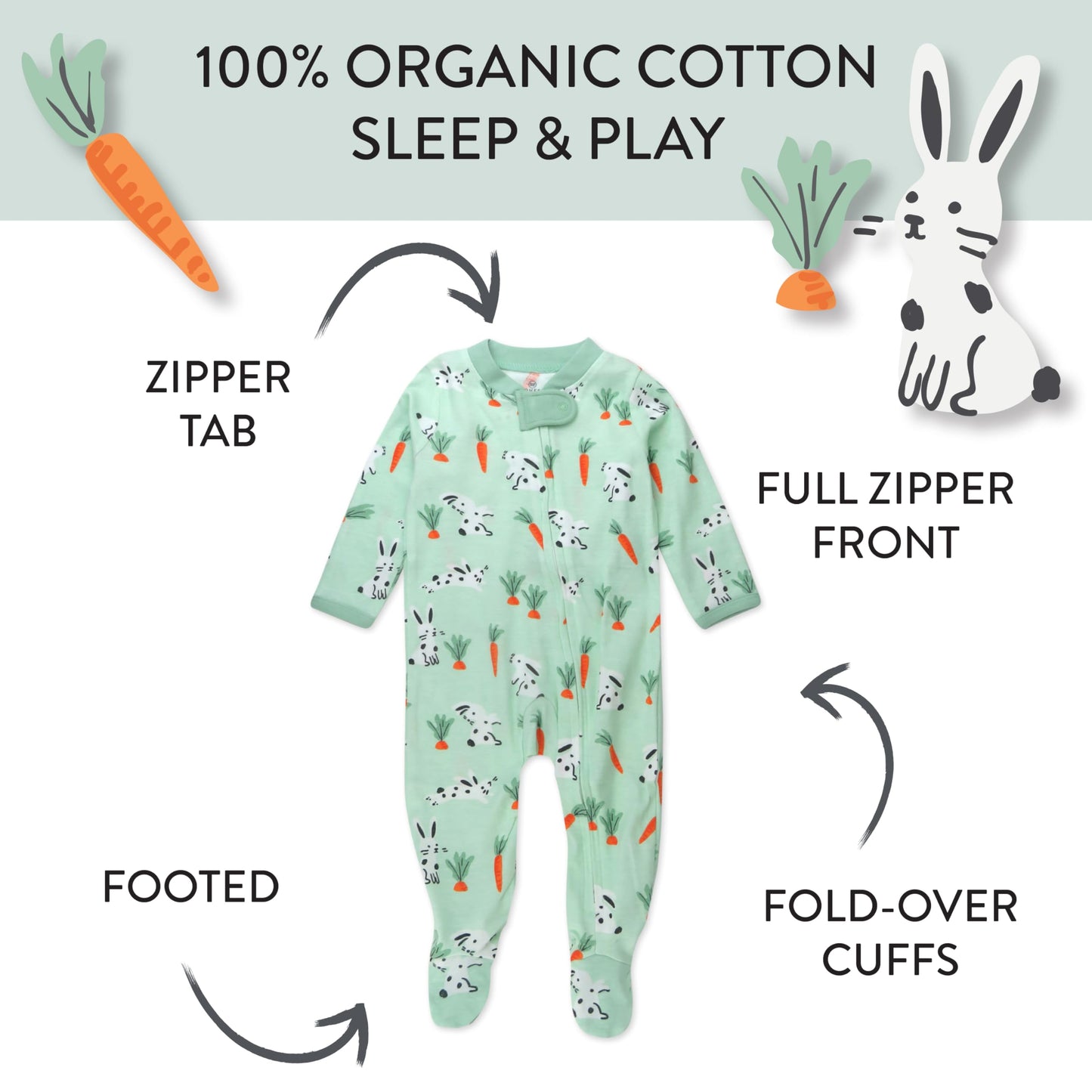 The Tribalist - HonestBaby: Sleep & Play Organic Cotton Jumpsuit with a Footed Pajamas