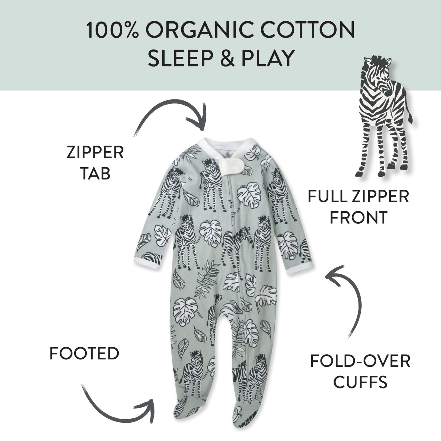 The Tribalist - HonestBaby: Sleep & Play Organic Cotton Jumpsuit with a Footed Pajamas