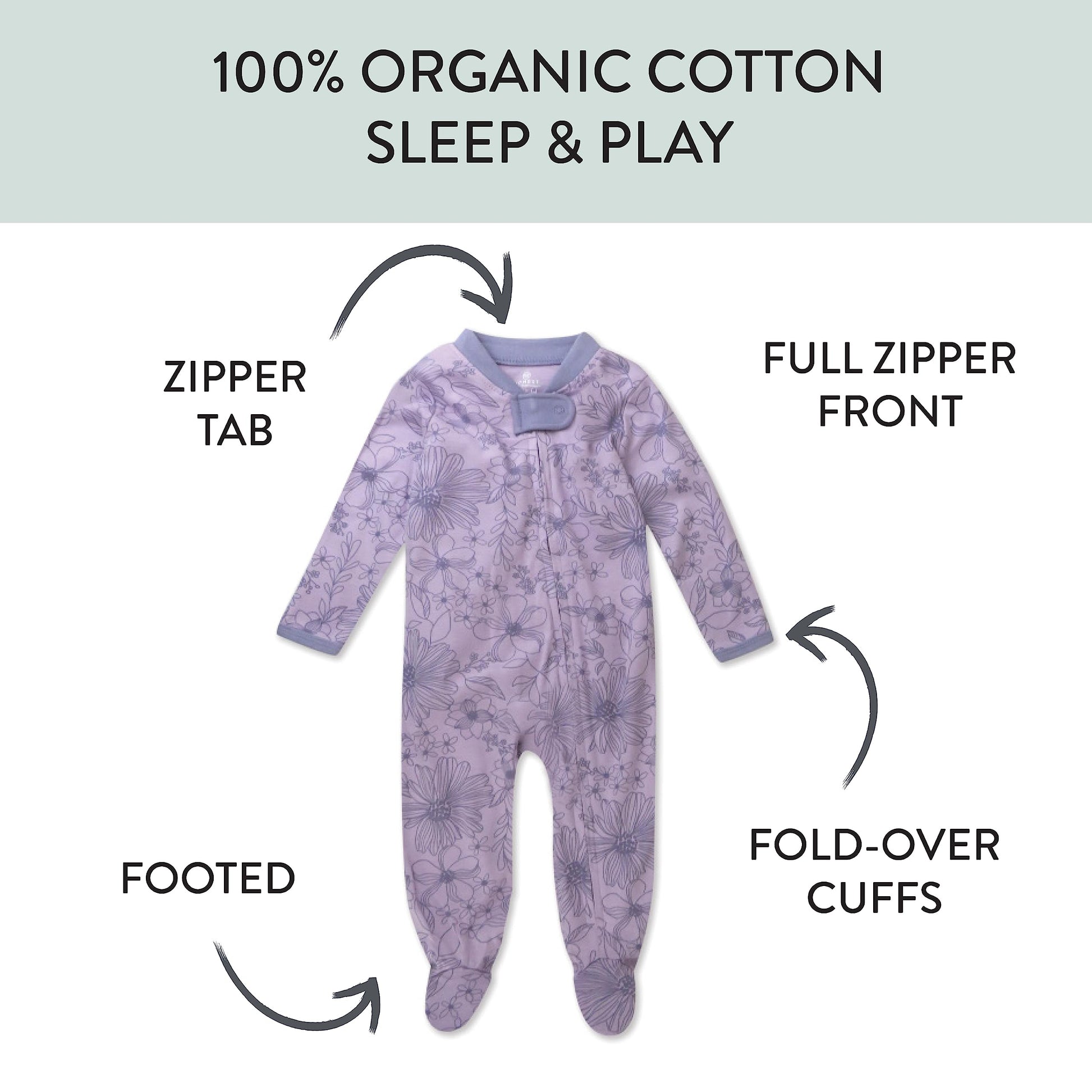 The Tribalist - HonestBaby: Sleep & Play Organic Cotton Jumpsuit with a Footed Pajamas