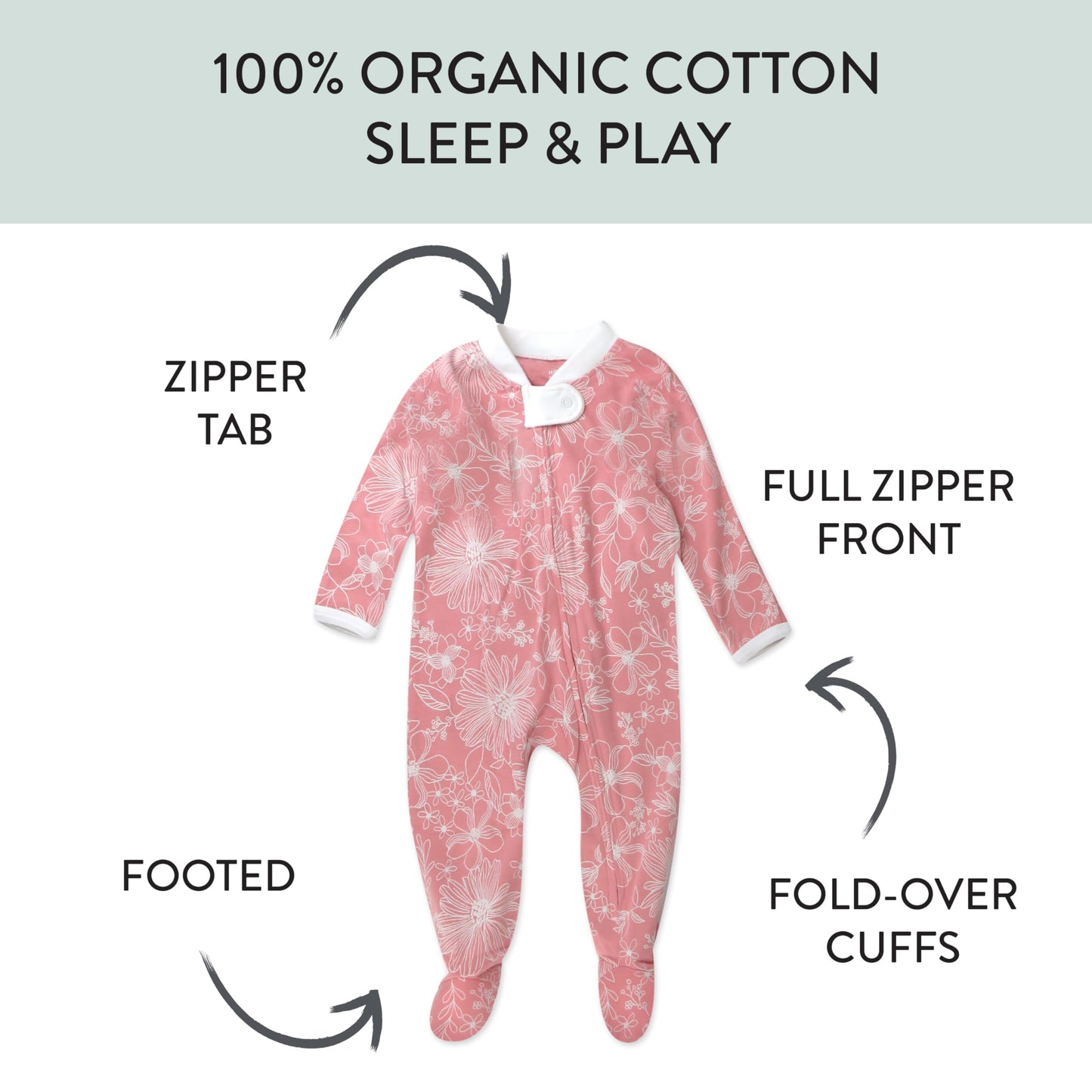 The Tribalist - HonestBaby: Sleep & Play Organic Cotton Jumpsuit with a Footed Pajamas