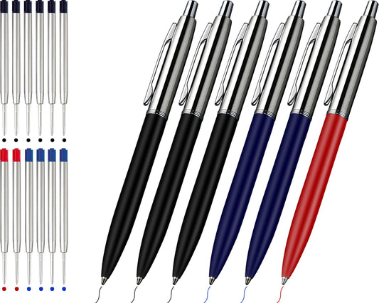 ChaoQ: 6 Pcs Retractable Metal Ballpoint Pens (1.0mm) Medium Point - The Tribalist