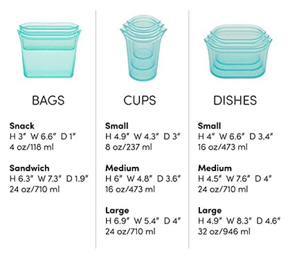 Zip Top: 100% Pure Non-Toxic Platinum Silicone Reusable Food Storage Bags - The Tribalist