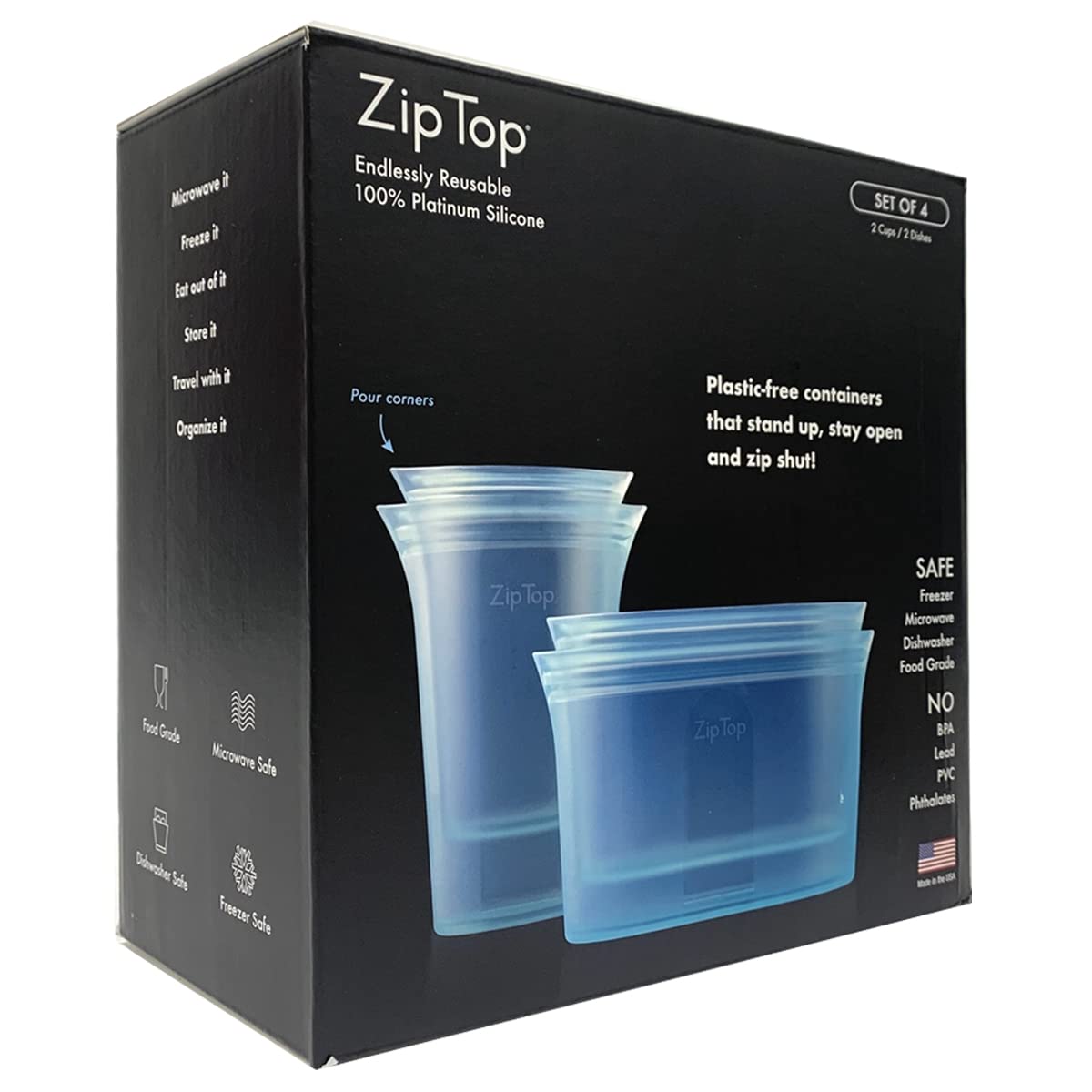 Zip Top: 100% Pure Non-Toxic Platinum Silicone Reusable Food Storage Bags - The Tribalist