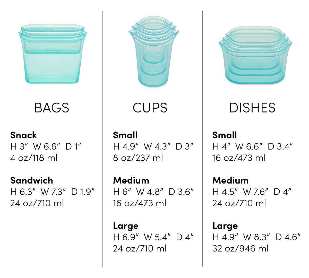 Zip Top: 100% Pure Non-Toxic Platinum Silicone Reusable Food Storage Bags - The Tribalist