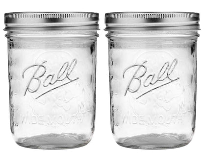 Ball: Wide Mouth Pint Glass Mason Jar with Lids and Bands - The Tribalist