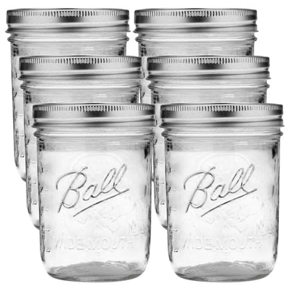 Ball: Wide Mouth Pint Glass Mason Jar with Lids and Bands - The Tribalist