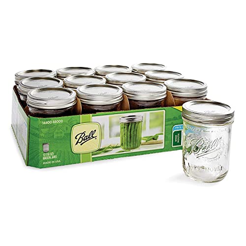 Ball: Wide Mouth Pint Glass Mason Jar with Lids and Bands - The Tribalist