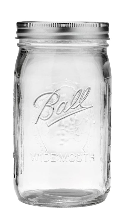 Ball: Wide Mouth Pint Glass Mason Jar with Lids and Bands - The Tribalist