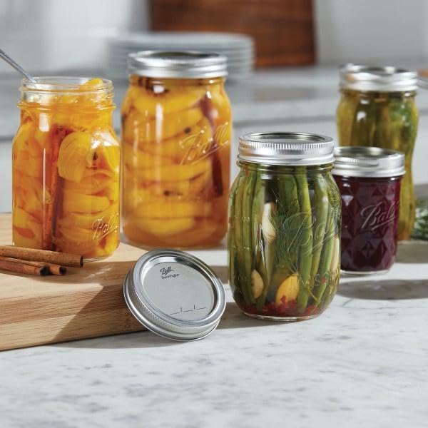 Ball: Wide Mouth Pint Glass Mason Jar with Lids and Bands - The Tribalist