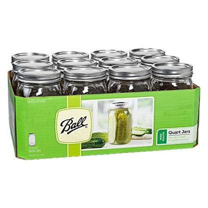 Ball: Wide Mouth Pint Glass Mason Jar with Lids and Bands - The Tribalist