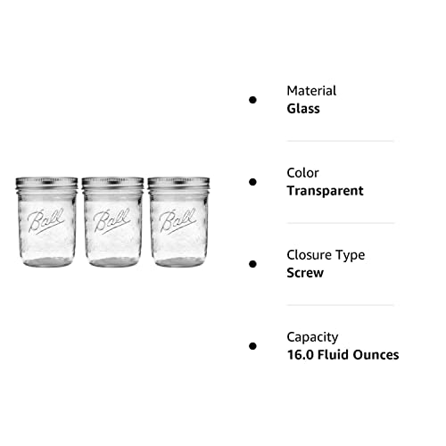 Ball: Wide Mouth Pint Glass Mason Jar with Lids and Bands - The Tribalist