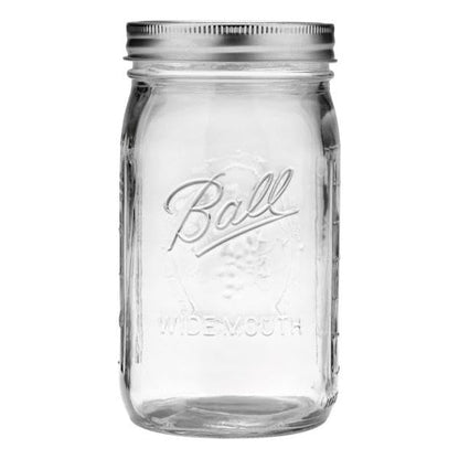 Ball: Wide Mouth Pint Glass Mason Jar with Lids and Bands - The Tribalist