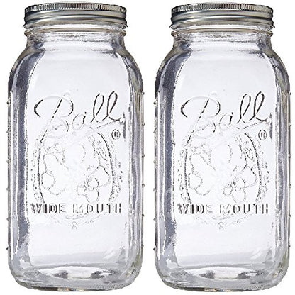 Ball: Wide Mouth Pint Glass Mason Jar with Lids and Bands - The Tribalist