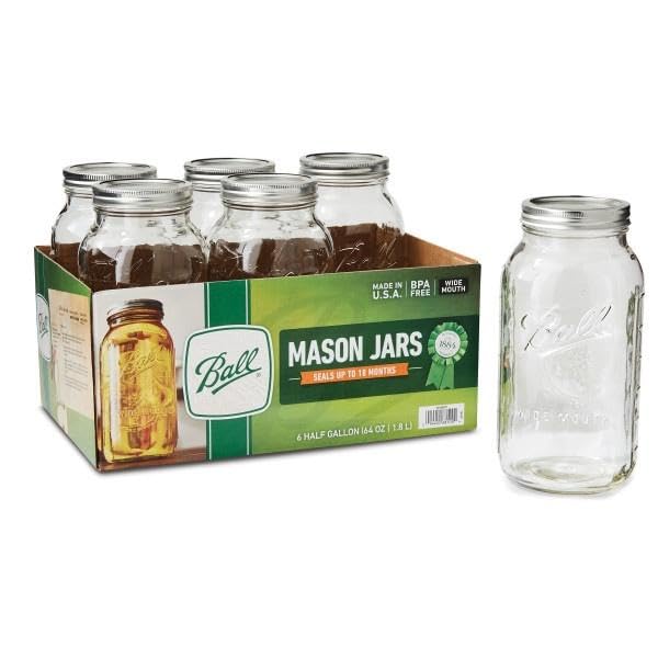 Ball: Wide Mouth Pint Glass Mason Jar with Lids and Bands - The Tribalist