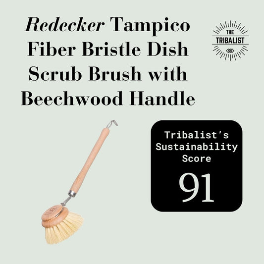 Eco-Friendly Tampico Fiber Bristle 2-Inch All-Purpose Kitchen Dish Scrub Brush with Beechwood Handle