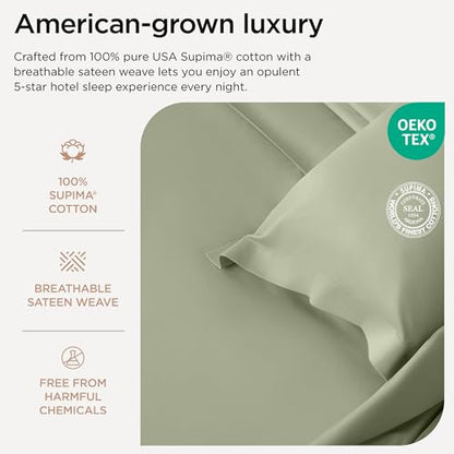 The Tribalist - Threadmill: 100% Premium Supima Cotton Sheets Set with Elasticized Deep Pocket