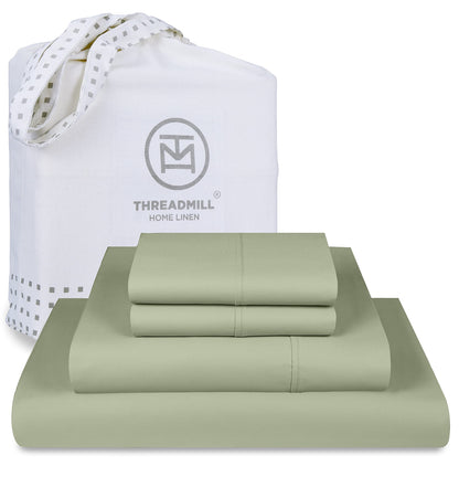 The Tribalist - Threadmill: 100% Premium Supima Cotton Sheets Set with Elasticized Deep Pocket