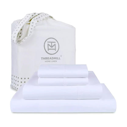 The Tribalist - Threadmill: 100% Premium Supima Cotton Sheets Set with Elasticized Deep Pocket