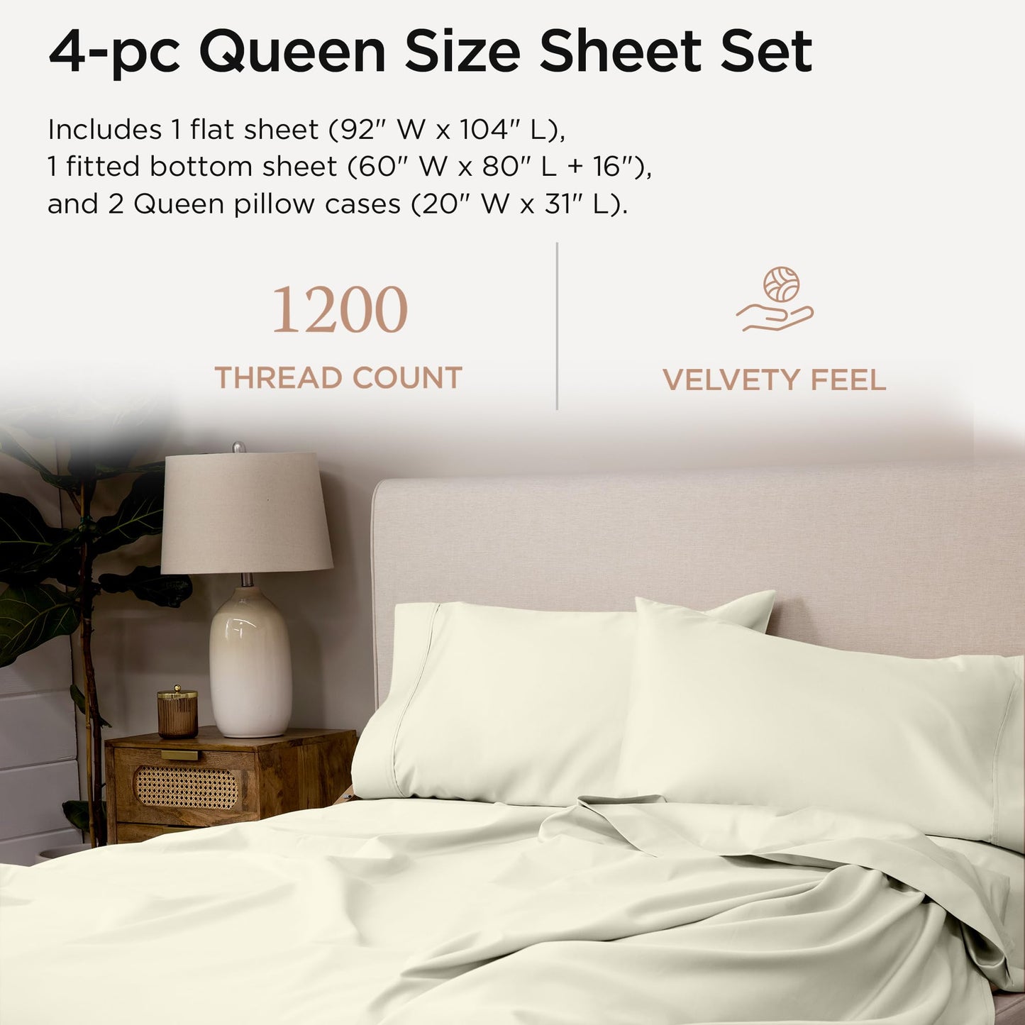 The Tribalist - Threadmill: 100% Premium Supima Cotton Sheets Set with Elasticized Deep Pocket