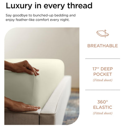 The Tribalist - Threadmill: 100% Premium Supima Cotton Sheets Set with Elasticized Deep Pocket