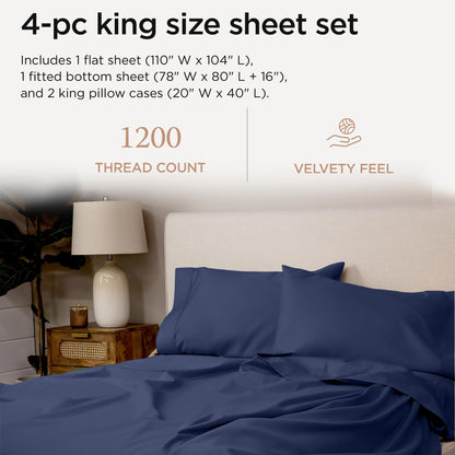 The Tribalist - Threadmill: 100% Premium Supima Cotton Sheets Set with Elasticized Deep Pocket