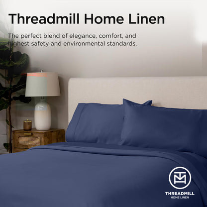 The Tribalist - Threadmill: 100% Premium Supima Cotton Sheets Set with Elasticized Deep Pocket